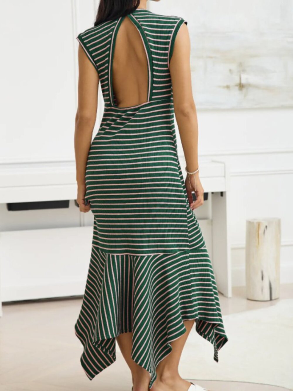 Cupshe Striped Ribbed Flowy Maxi Dress - Size Small NWT